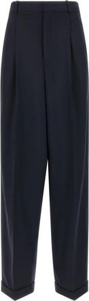 Polo Ralph Lauren Wool Broeken - Dames - Wijde Broeken - Blauw - L - Wol - Broeken