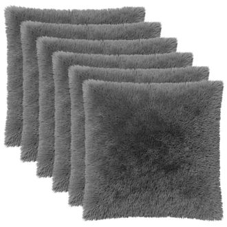 vidaXL Federa 6 Pcs Heerlen Grigio Chiaro 80 X 80 Cm Fleece Pv Vidaxl