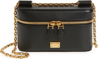 Dolce & Gabbana Sicily Leather Vanity Case Crossbody Bag in 80999 Nero at Nordstrom
