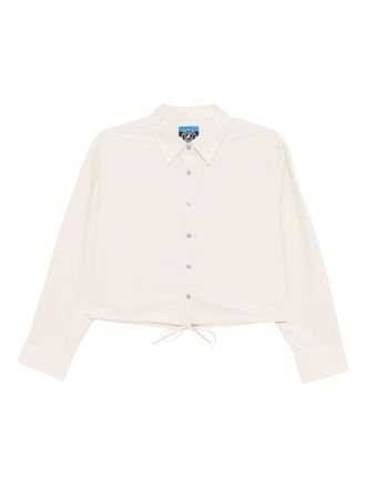 Sport b. cropped long-sleeves shirt - women - Organic Cotton - 40 - Neutrals