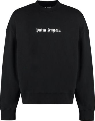 Palm Angels Logo-Print Crew-Neck Sweatshirt - Heren - Sweatshirts - Zwart - XL - Katoen - Hoodies & sweatvesten