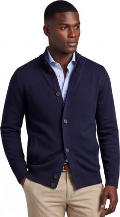 Thomas Maine vest navy knopen en rits merinowol