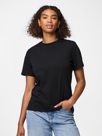 Pieces Rundhalsshirt PIECES PCRIA SS SOLID TEE NOOS BC, Damen, Gr. XS, schwarz, Single Jersey, Obermaterial: 100% Baumwolle, unifarben, regular fit normal, R