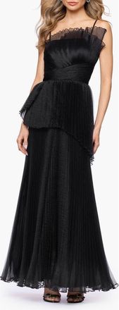 Betsy & Adam Fan Pleated Tulle Gown in Black at Nordstrom, Size 14