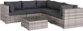 Sweeek Muebles de jardin, rattan sintetico, varios grises, 5 plazas
