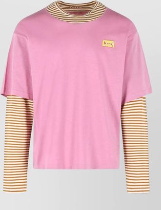 Marni linen cotton double layer striped t shirt