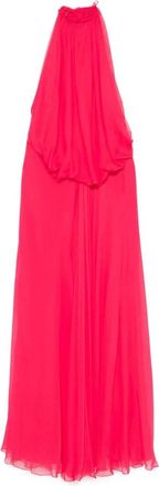 Alberta Ferretti Fuchsia Halternek Maxi Jurk Hot Pink - Dames - Avondkleed - Roze - M - Kleedjes