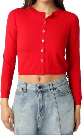 Olivaceous Rhodes Knit Cardigan In Red
