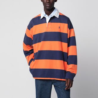 Polo Ralph Lauren Polo Big-Fit arancione/blu a righe in cotone