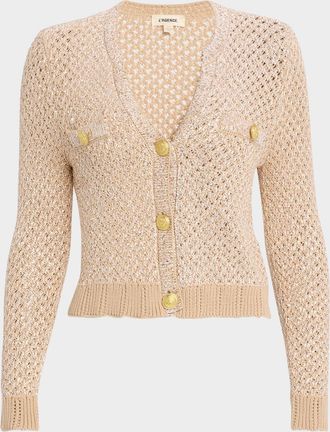 L'agence Blanca Sequined Knit Cardigan