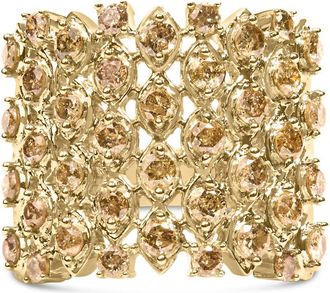 House of Brilliance 10K Yellow Gold 2.0 Cttw Brown Diamond Mesh Link Cocktail Ring