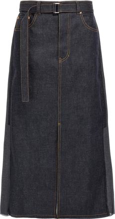 sacai Blue Pleated denim skirt