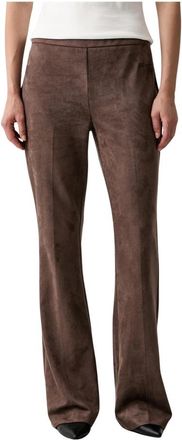Joseph Ribkoff Scuba Suede Flared Pants - Dames - Wijde Broeken - Bruin - XL - Polyester - Broeken