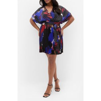 City Chic Hailey Abstract Print Minidress in Fade at Nordstrom, Size Xxxs