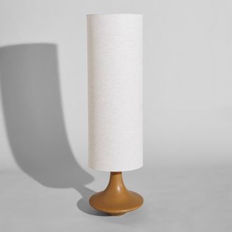 Maisons du monde L&aacute;mpara de pie de gres marr&oacute;n con pantalla de lino, 121 cm
