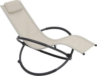 Woltu Woltu Sedia Sdraio A Dondolo Relax Poltrona Swing Traspirante Da Balcone Campeggio Beige