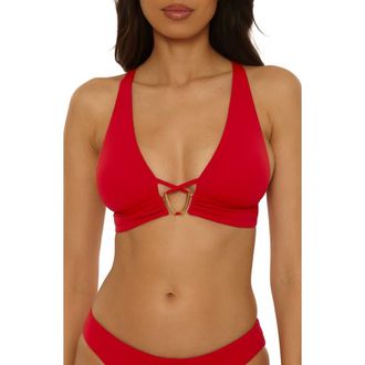 BECCA by Rebecca Virtue Riviera Halter Bikini Top in Apple at Nordstrom, Size Small