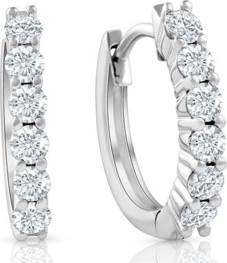 Pompeii3 3/4 cttw Lab Grown Diamond Hoops in White or Yellow Gold 1/2 Tall