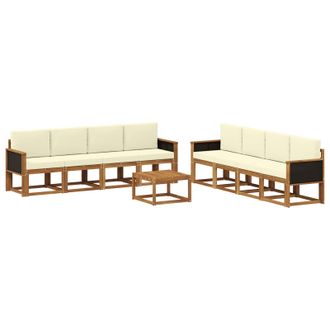 vidaXL Conjunto De Sof&aacute;s De Exterior Con Coj&iacute;n 7 Pcs Natural Y Crema Vidaxl