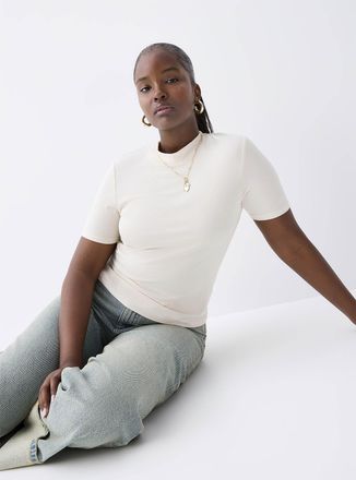 Twik Womens Fine ribbing mock-neck T-shirt