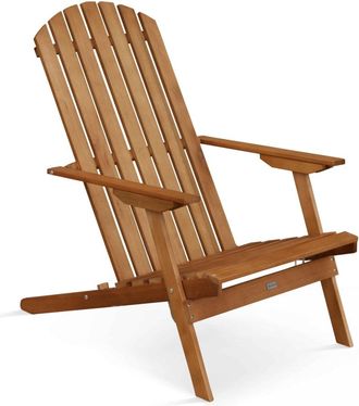 Oviala Sill&oacute;n reclinable plegable de madera de eucalipto