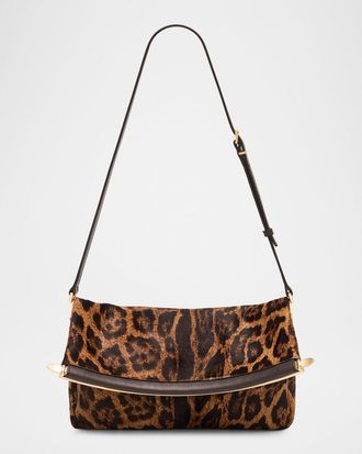 Tod's Magenta Animal-Print Calf Hair Shoulder Bag