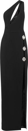 Philipp Plein brooch-embellished cady maxi dress - women - Polyester/Spandex/Elastane - L - Black