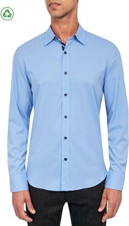 ConStruct Micro Geo Long Sleeve Shirt in Blue at Nordstrom, Size Large