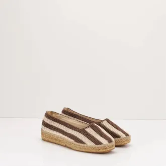 Naguisa Womens Calella Crochet Espadrille In Brown/cream