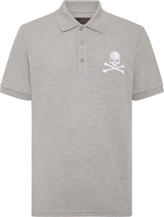 Philipp Plein Piqu&eacute; Polo Shirt SS Skull&Bones - Heren - Polos - Grijs - 3XL - Katoen - Tops
