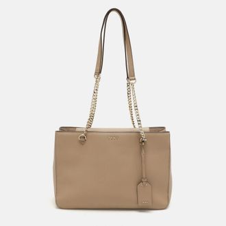 DKNY Dkny Beige Leather Bryant Park Chain Tote