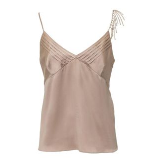 Max Mara Dames, Tops, Bruin, Maat: M Satijn