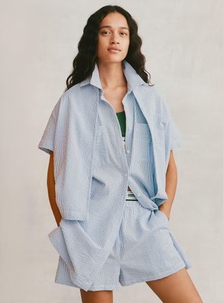 Miiyu Womens Striped seersucker pyjama set