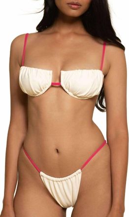 Montce Swim Brasil Bikini Bottom In Cream Raspberry Binded
