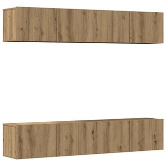 Berkfield Home Wall Mounted TV cabinets 4 pcs Artisan Oak Engineered Wood in Brown