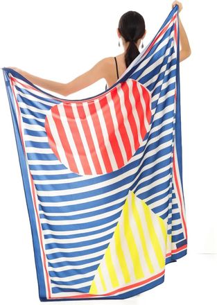 Amap&ocirc; striped geometric scarf - women - Polyester - One Size - Blue