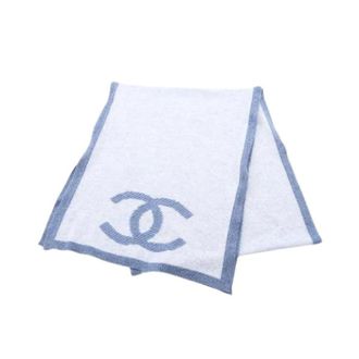 Chanel Pre-owned Katoen Kasjmier Sjaal - Dames - Pre-owned - Blauw - Maat: ONE Size Katoen