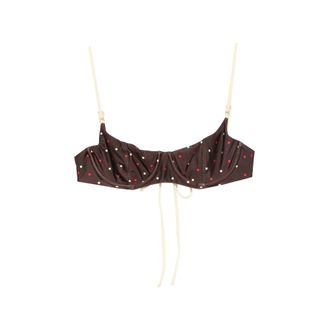 Frankies Bikinis Cola Polka-dot Underwired Bikini Top