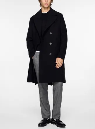 Harris Wharf London Mens Double-breasted boiled wool overcoat