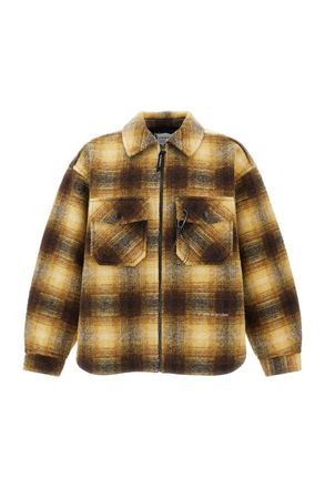 And Wander Beige Multicolor Plaid Wool-Blend Zip Jacket
