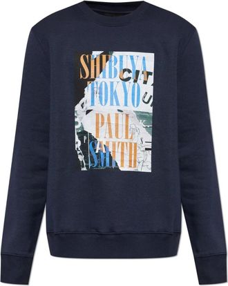 Paul Smith Sweatshirt Met Print - Heren - Sweatshirts - Blauw - 2XL - Katoen - Hoodies & sweatvesten