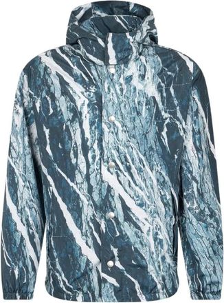 Roberto Cavalli Marmerprint Bomberjack Met Capuchon Stijlvol - Heren - Zomerjassen - Blauw - XL - Jassen
