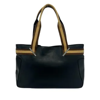 Gucci Beige Black Brown Leather Handbag Tote Bag (Pre-Owned)