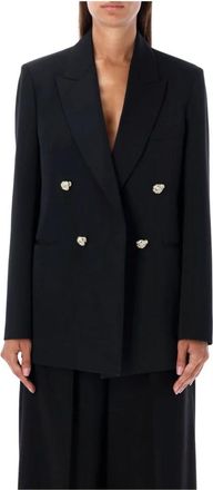 Lanvin Zwarte zwarte wollen blazer met sterke schouders - Dames - Blazers - Zwart - XS - Wol - Jassen
