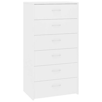 vidaXL Aparador Con 6 Cajones Madera Contrachapada Blanco 50x34x96 Cm Vidaxl