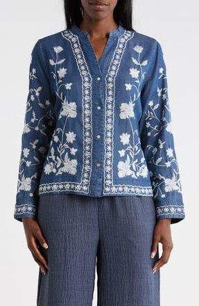 Nanette Lepore Embroidery Top in Dark Wash/White at Nordstrom Rack, Size X-Large