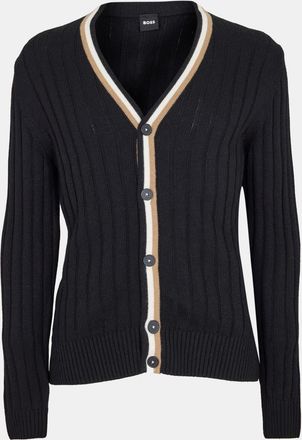 HUGO BOSS Mens Losilvio V-Neck Long Sleeve Sweater in Black - Size X-Large