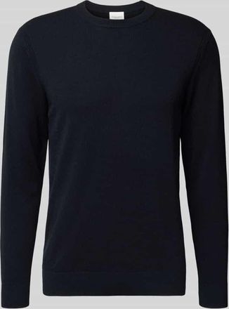 Profuomo Strickpullover aus Woll-Mix mit Rundhalsausschnitt in Marine, Größe XL