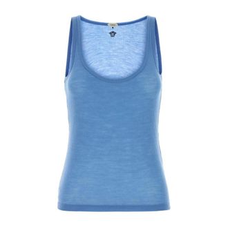 Versace Sleeveless Tops, female, Blue, Size: 2XS Wool Tank Top