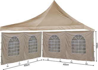 Quick-Star Quick-star - Set Ersatzdach 4x4m Und 2 Seitenw&auml;nde 400x193cm F&uuml;r Lounge Pavillon Sahara Sand